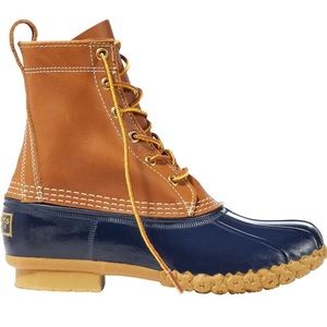 Womens Size 8 Bean Boots Duck Boots Tan/Navy Blue LL Bean
